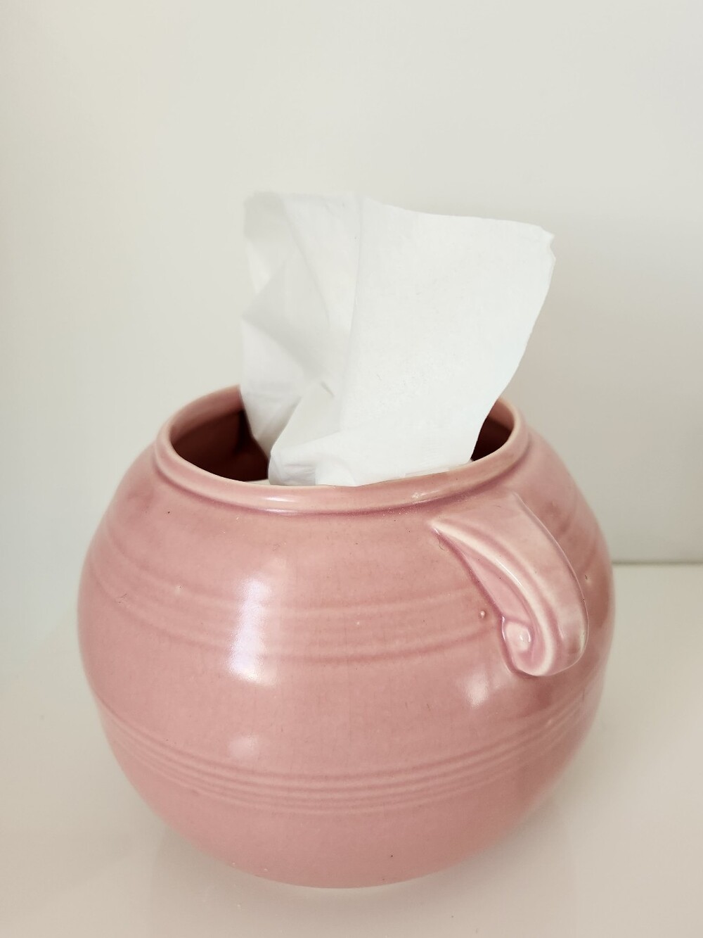 Vintage - Pink Round Pottery Planter